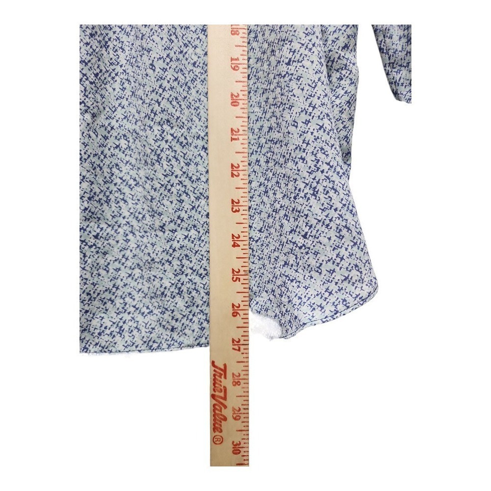 Boho Smocked Neck Blouse Romantic Peasant Top Blue White GAP L - Picture 6 of 11